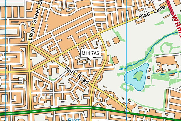 M14 7AS map - OS VectorMap District (Ordnance Survey)