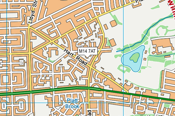 M14 7AT map - OS VectorMap District (Ordnance Survey)