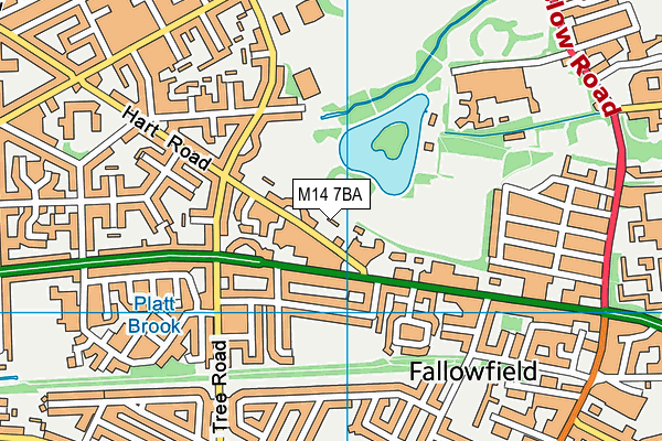 M14 7BA map - OS VectorMap District (Ordnance Survey)