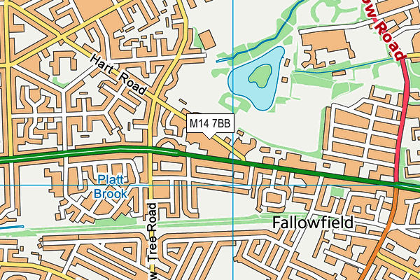 M14 7BB map - OS VectorMap District (Ordnance Survey)