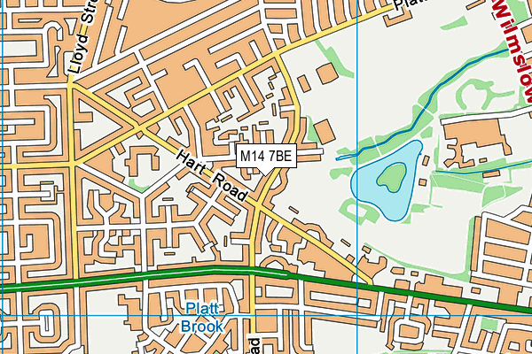 M14 7BE map - OS VectorMap District (Ordnance Survey)