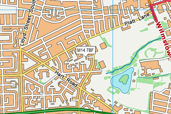 M14 7BF map - OS VectorMap District (Ordnance Survey)