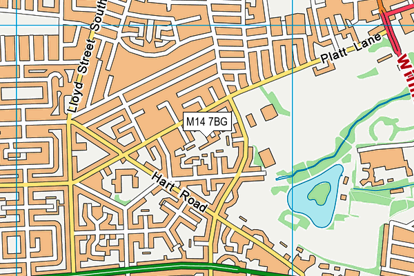 M14 7BG map - OS VectorMap District (Ordnance Survey)