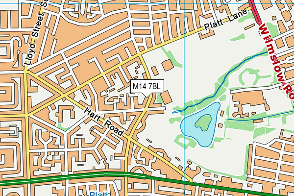 M14 7BL map - OS VectorMap District (Ordnance Survey)