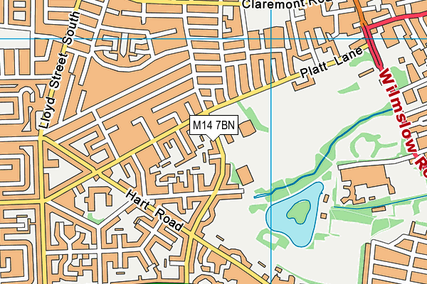 M14 7BN map - OS VectorMap District (Ordnance Survey)