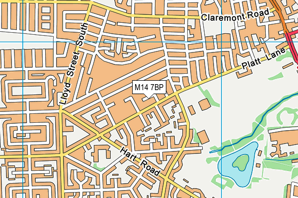 M14 7BP map - OS VectorMap District (Ordnance Survey)