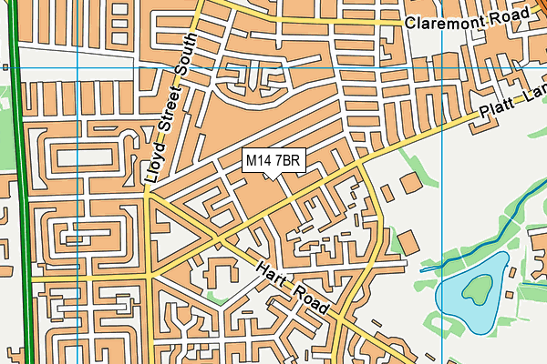 M14 7BR map - OS VectorMap District (Ordnance Survey)