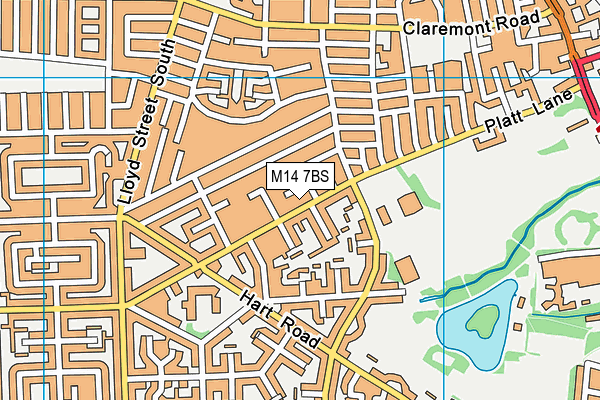 M14 7BS map - OS VectorMap District (Ordnance Survey)