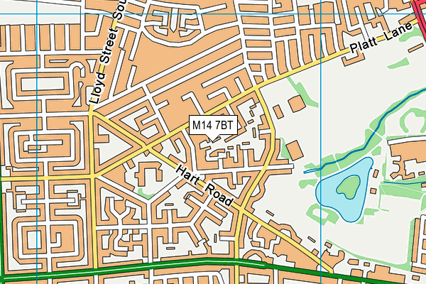 M14 7BT map - OS VectorMap District (Ordnance Survey)