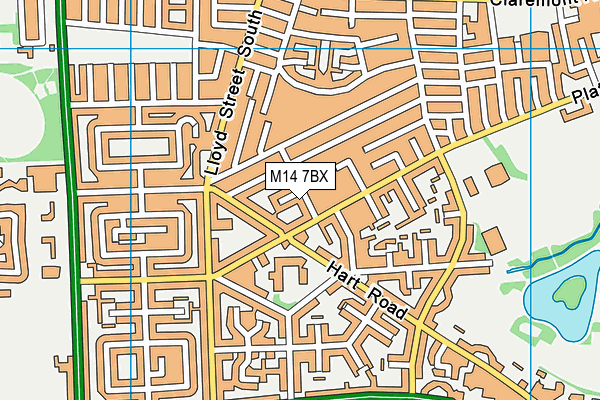 M14 7BX map - OS VectorMap District (Ordnance Survey)