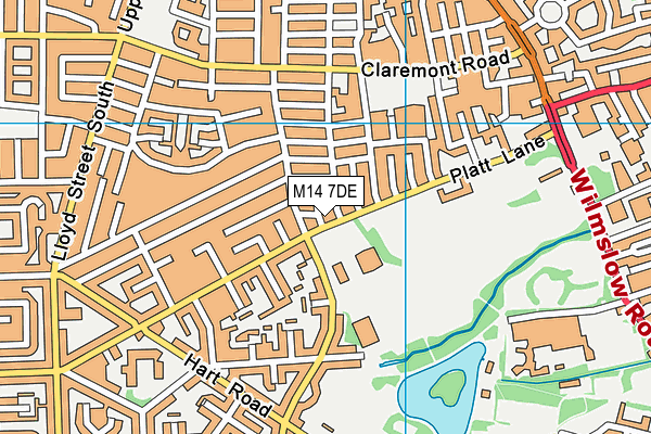 M14 7DE map - OS VectorMap District (Ordnance Survey)