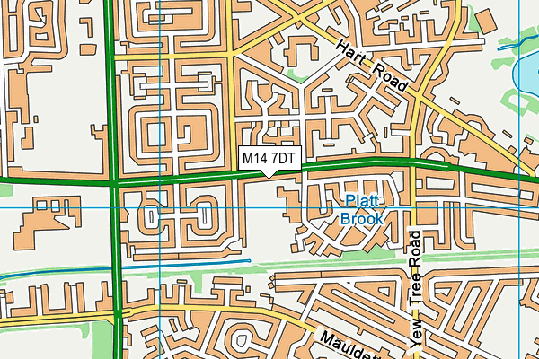 M14 7DT map - OS VectorMap District (Ordnance Survey)