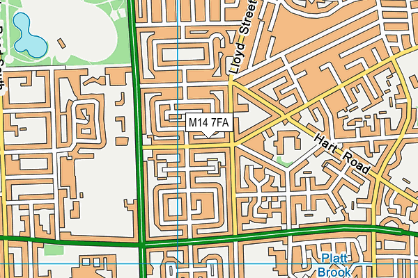 M14 7FA map - OS VectorMap District (Ordnance Survey)