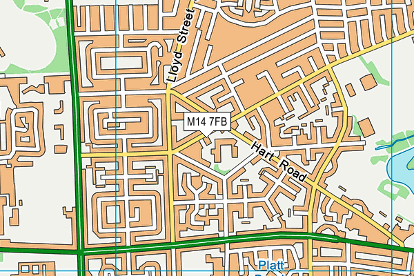 Wilbraham Primary School map (M14 7FB) - OS VectorMap District (Ordnance Survey)