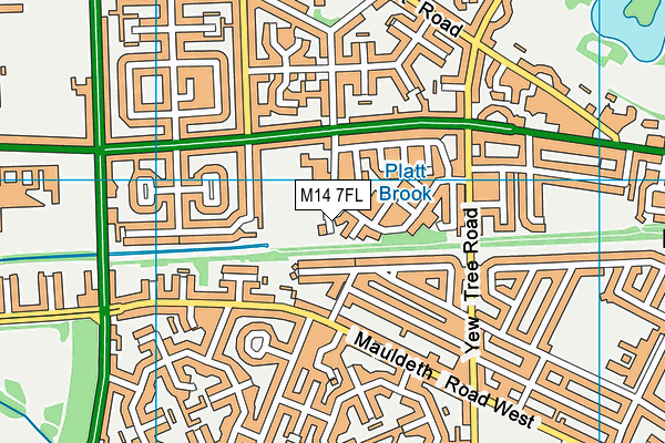 M14 7FL map - OS VectorMap District (Ordnance Survey)
