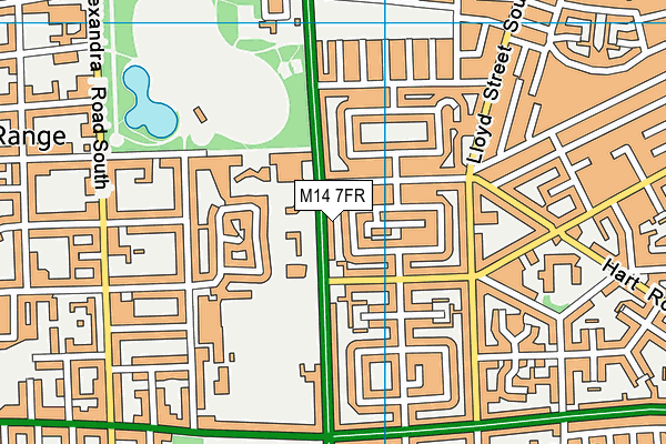 M14 7FR map - OS VectorMap District (Ordnance Survey)