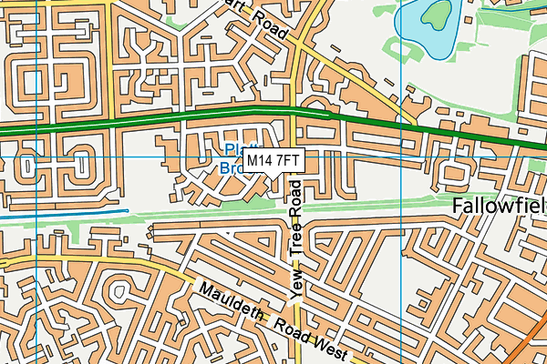 M14 7FT map - OS VectorMap District (Ordnance Survey)