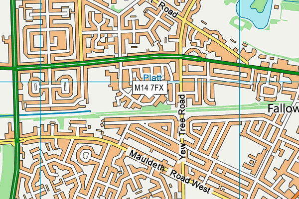 M14 7FX map - OS VectorMap District (Ordnance Survey)