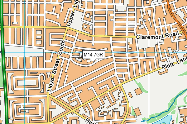 M14 7GR map - OS VectorMap District (Ordnance Survey)