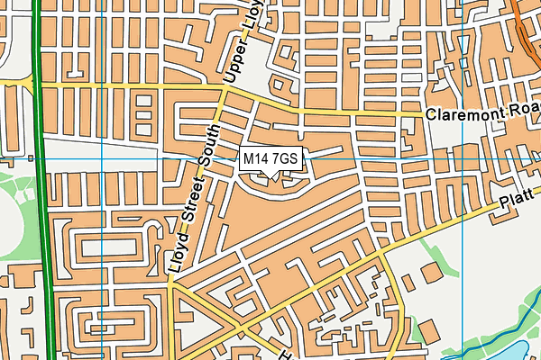 M14 7GS map - OS VectorMap District (Ordnance Survey)