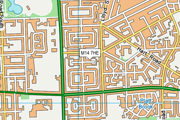M14 7HE map - OS VectorMap District (Ordnance Survey)