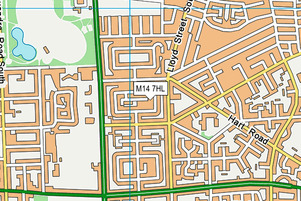 M14 7HL map - OS VectorMap District (Ordnance Survey)