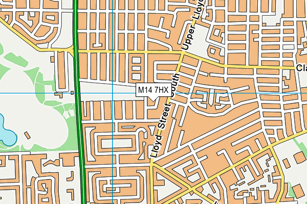 M14 7HX map - OS VectorMap District (Ordnance Survey)