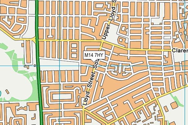 M14 7HY map - OS VectorMap District (Ordnance Survey)