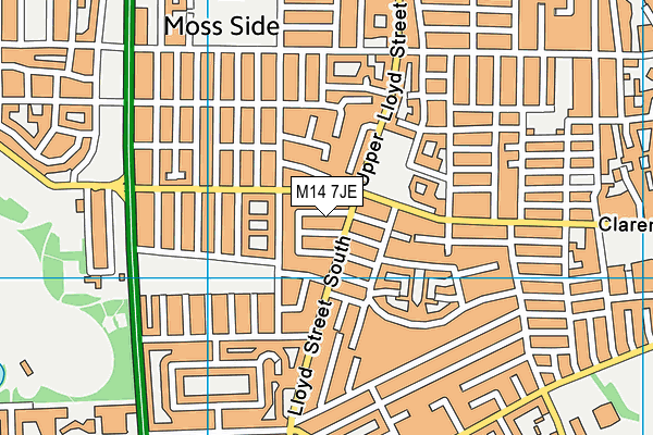 M14 7JE map - OS VectorMap District (Ordnance Survey)