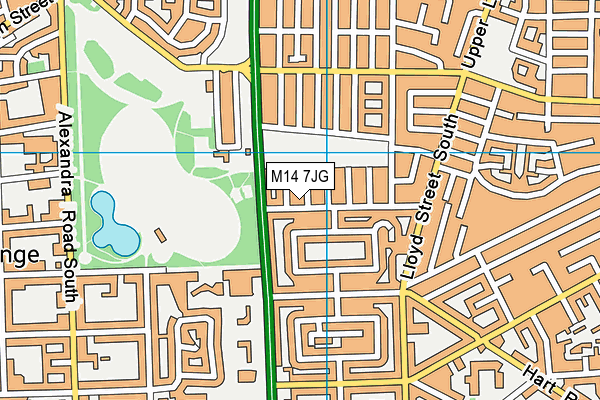 M14 7JG map - OS VectorMap District (Ordnance Survey)