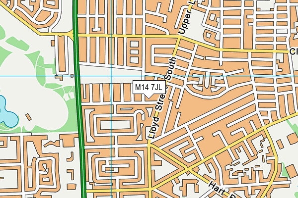 M14 7JL map - OS VectorMap District (Ordnance Survey)