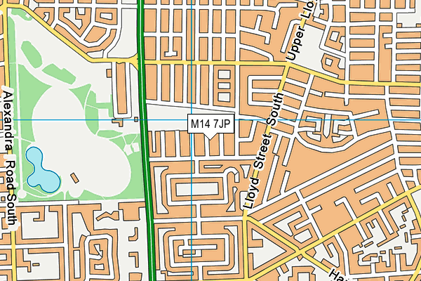 M14 7JP map - OS VectorMap District (Ordnance Survey)