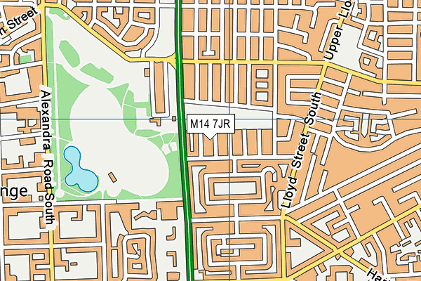 M14 7JR map - OS VectorMap District (Ordnance Survey)