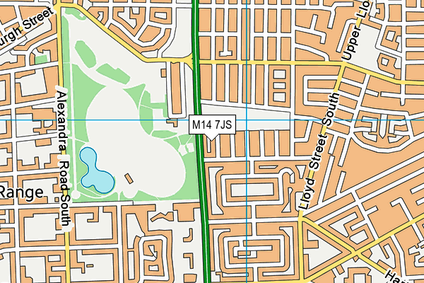 M14 7JS map - OS VectorMap District (Ordnance Survey)