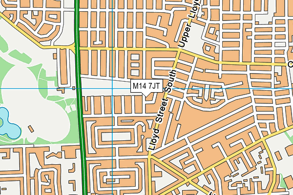 M14 7JT map - OS VectorMap District (Ordnance Survey)