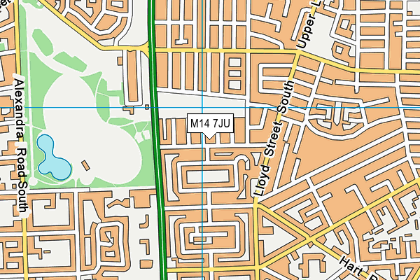 M14 7JU map - OS VectorMap District (Ordnance Survey)
