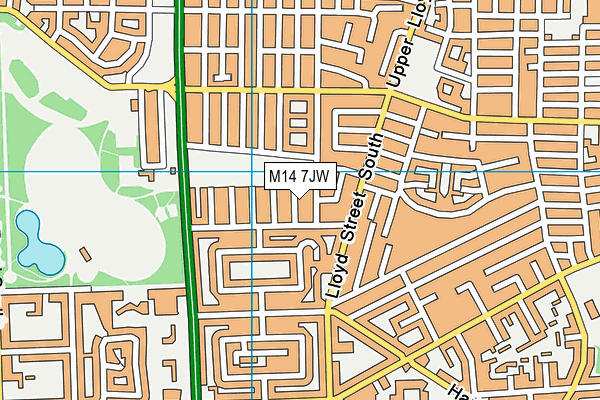 M14 7JW map - OS VectorMap District (Ordnance Survey)