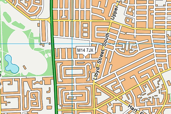M14 7JX map - OS VectorMap District (Ordnance Survey)