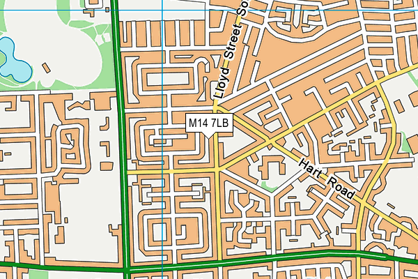 M14 7LB map - OS VectorMap District (Ordnance Survey)