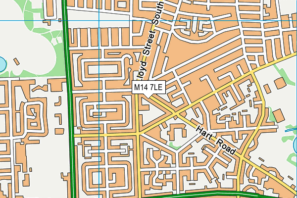 M14 7LE map - OS VectorMap District (Ordnance Survey)