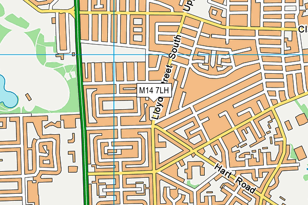 M14 7LH map - OS VectorMap District (Ordnance Survey)