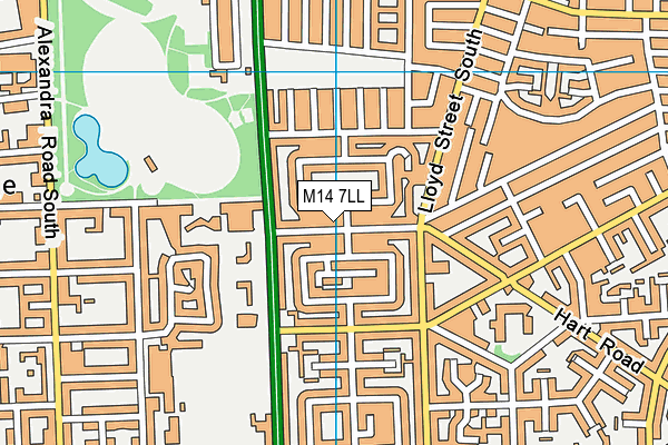 M14 7LL map - OS VectorMap District (Ordnance Survey)