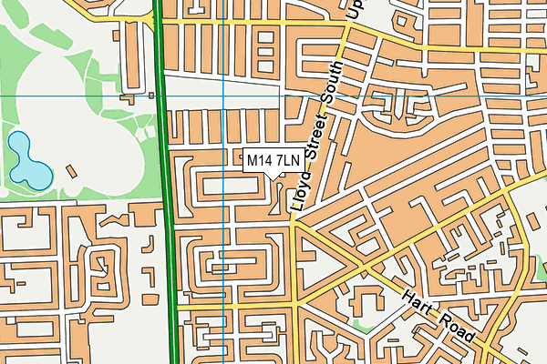 M14 7LN map - OS VectorMap District (Ordnance Survey)