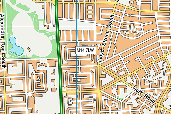 M14 7LW map - OS VectorMap District (Ordnance Survey)