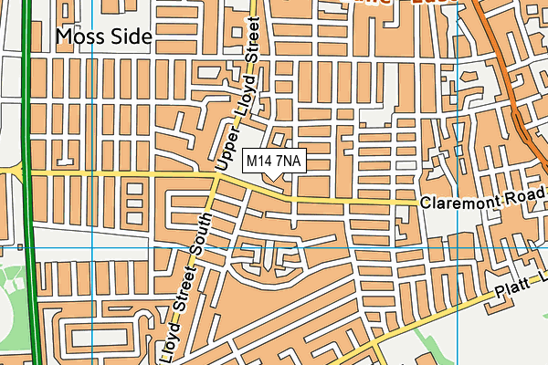 Claremont Primary School map (M14 7NA) - OS VectorMap District (Ordnance Survey)