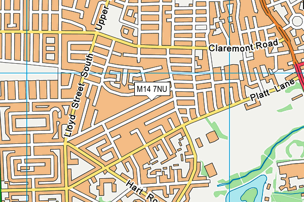 M14 7NU map - OS VectorMap District (Ordnance Survey)