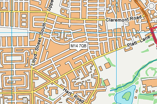 M14 7QB map - OS VectorMap District (Ordnance Survey)