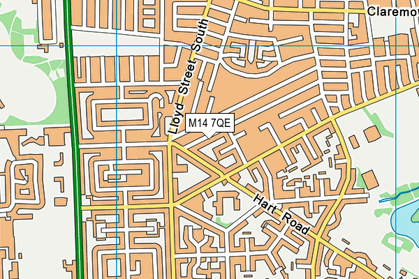 M14 7QE map - OS VectorMap District (Ordnance Survey)