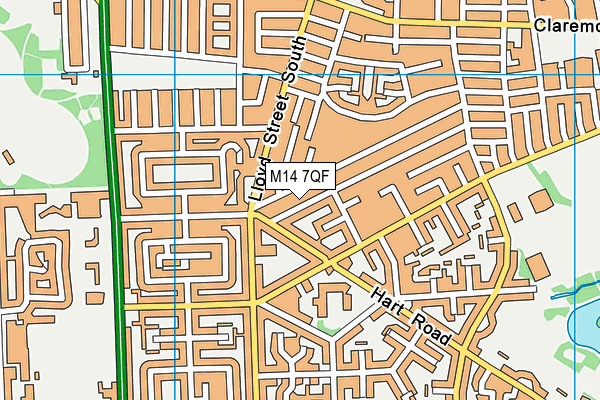 M14 7QF map - OS VectorMap District (Ordnance Survey)
