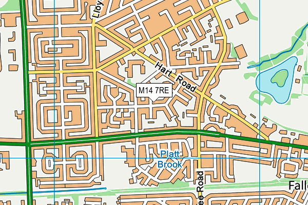 M14 7RE map - OS VectorMap District (Ordnance Survey)